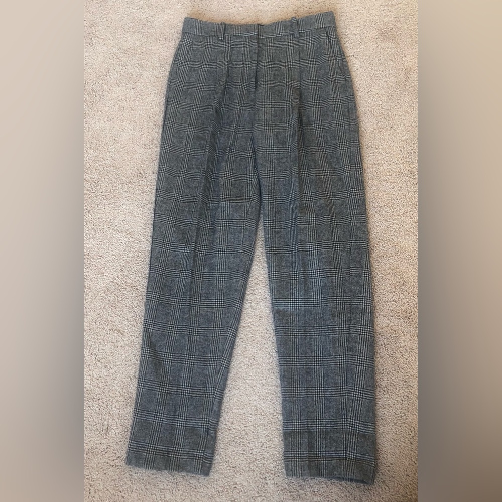 Frank & Oak grey wool houndstooth plaid tapered trouser